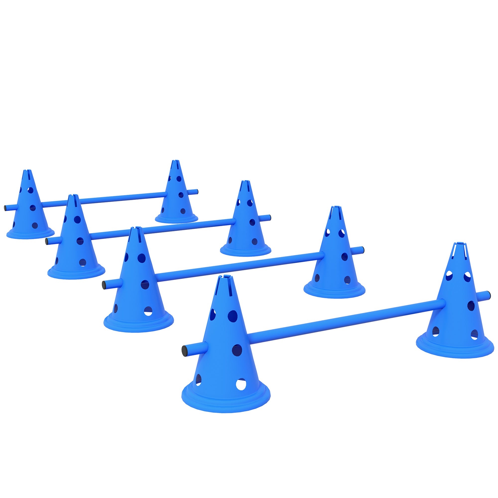 PawHut Set of 4 Dog Agility Hurdle Cone Set Agility Training Equipment 8 Cones 4 Rods Starter Kit with carrying bag Blue