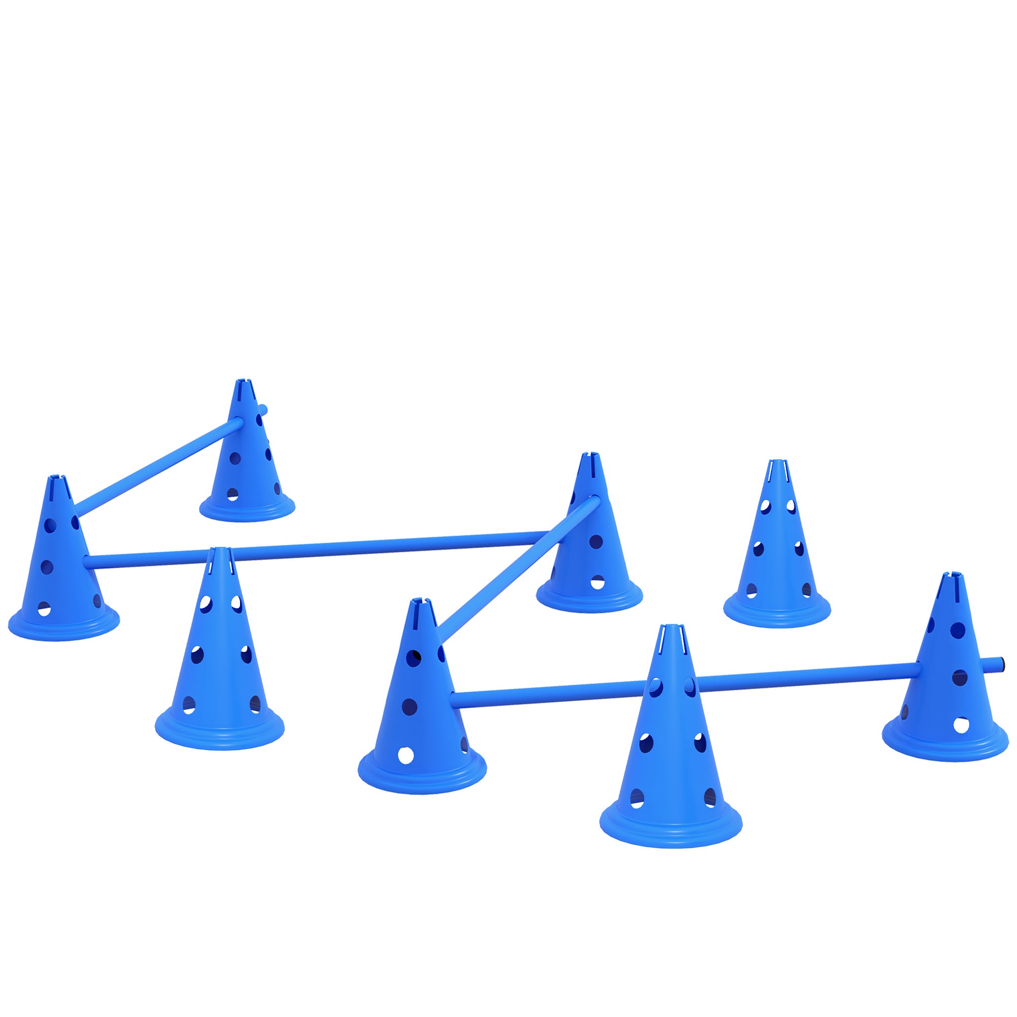 PawHut Set of 4 Dog Agility Hurdle Cone Set Agility Training Equipment 8 Cones 4 Rods Starter Kit with carrying bag Blue