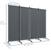 Outsunny 4 Panel Folding Room Divider, 5.6FT Privacy Screen with Wide Feet, Portable Freestanding Privacy Panel for Garden, Backyard, Deck, Pool, Hot Tub, Dark Grey
