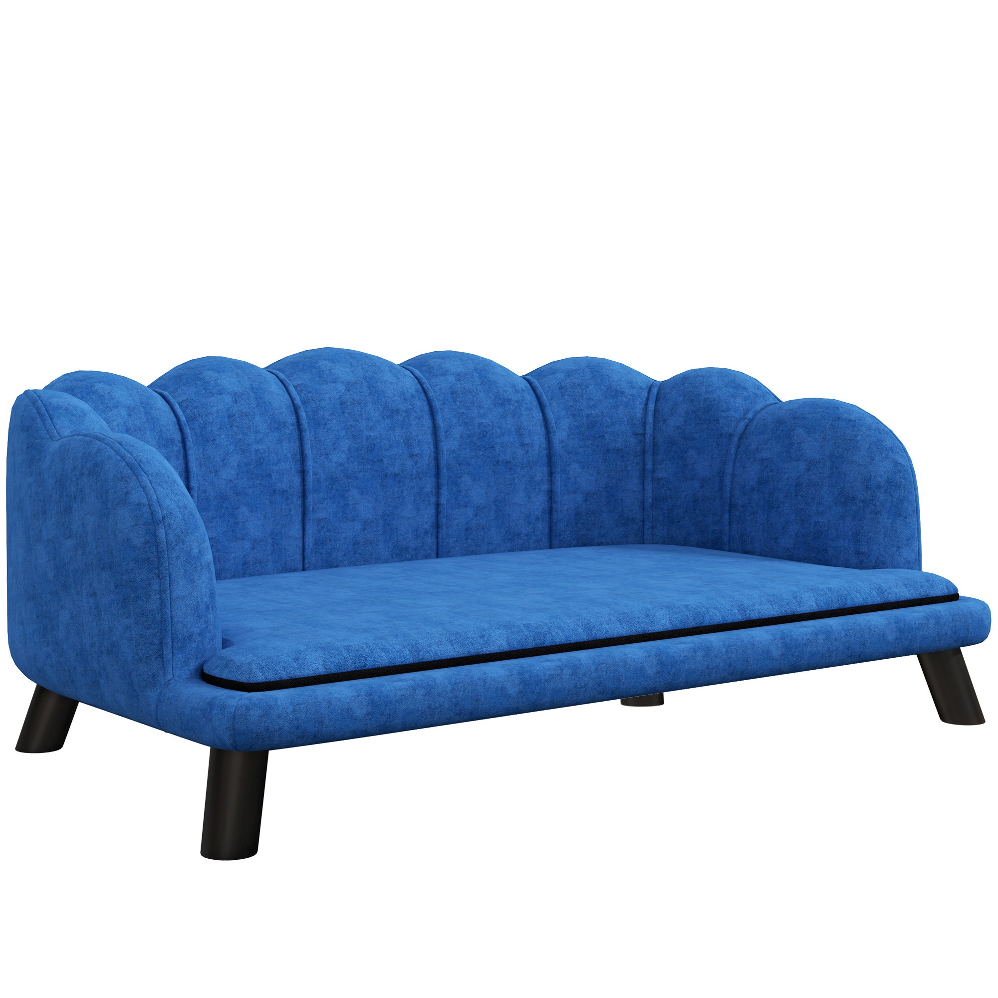 PawHut Velvet Large Dog Couch with Foam Cushion, Soft and Cute Dog Bed with Pearl Design, Dog Sofa for Big and Medium Dogs, Dark Blue