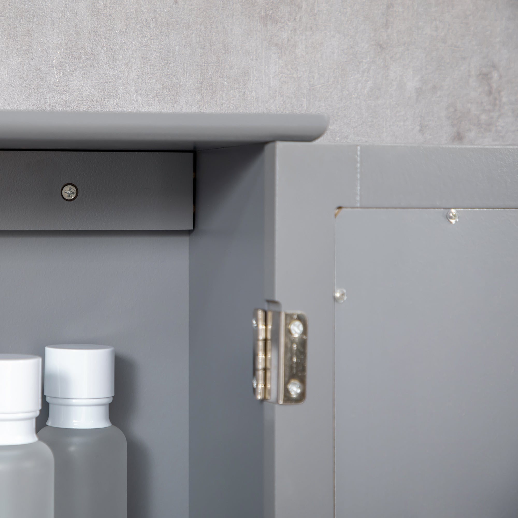 kleankin Bathroom Mirror Cabinet, Wall Mounted Medicine Cabinet, Storage Cupboard with Door and Shelves, Grey