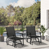 Outsunny Patio Double Glider Chair with Glass Top Center Table, Outdoor Glider Chair with High Back,  Sling Fabric for Garden, Bench, Black