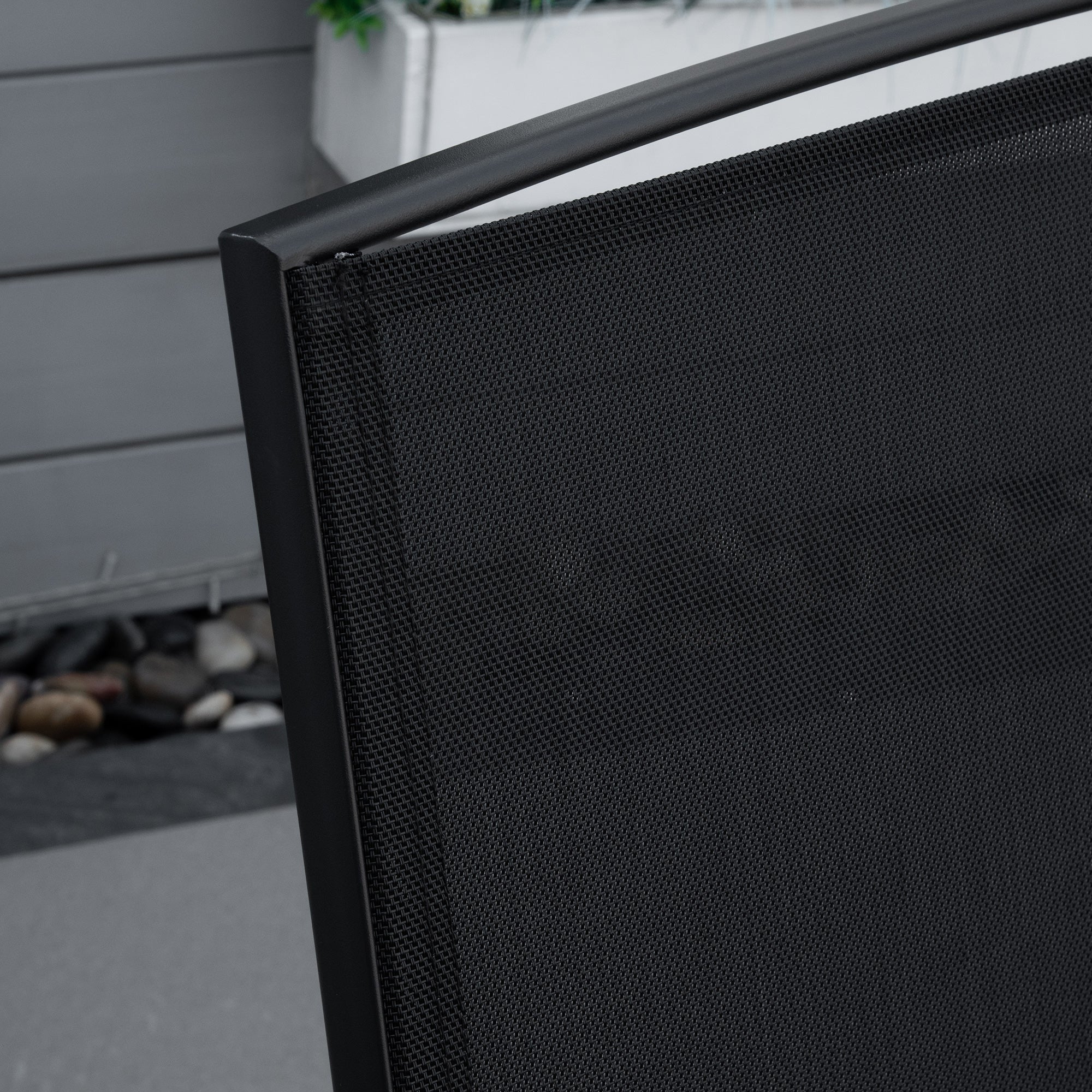 Outsunny Patio Double Glider Chair with Glass Top Center Table, Outdoor Glider Chair with High Back,  Sling Fabric for Garden, Bench, Black