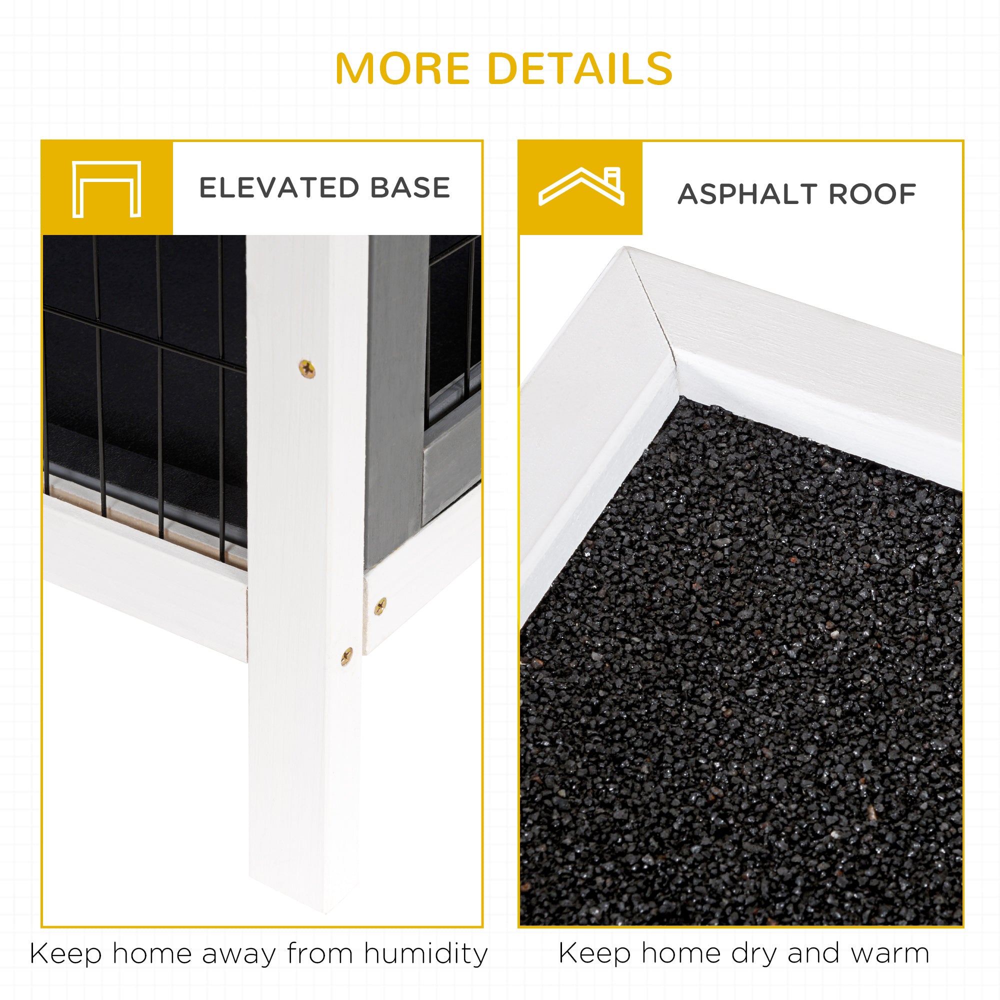 PawHut 54"L 2-Story Large Rabbit Hutch Bunny Cage Wooden Pet House Small Animal Habitat with Lockable Doors, No Leak Tray and Waterproof Roof for Outdoor/Indoor Grey&White