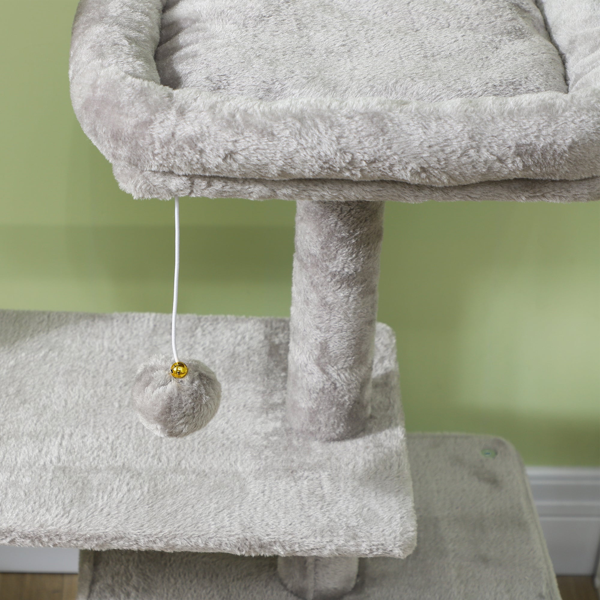 PawHut 53" Cat Tree, Multi-Level Cat Tower for Indoor Cats with Sisal Scratching Posts, Cat Condo, Beds, Platforms, Ramp, Toy Balls, Cat Activity Center, Light Grey