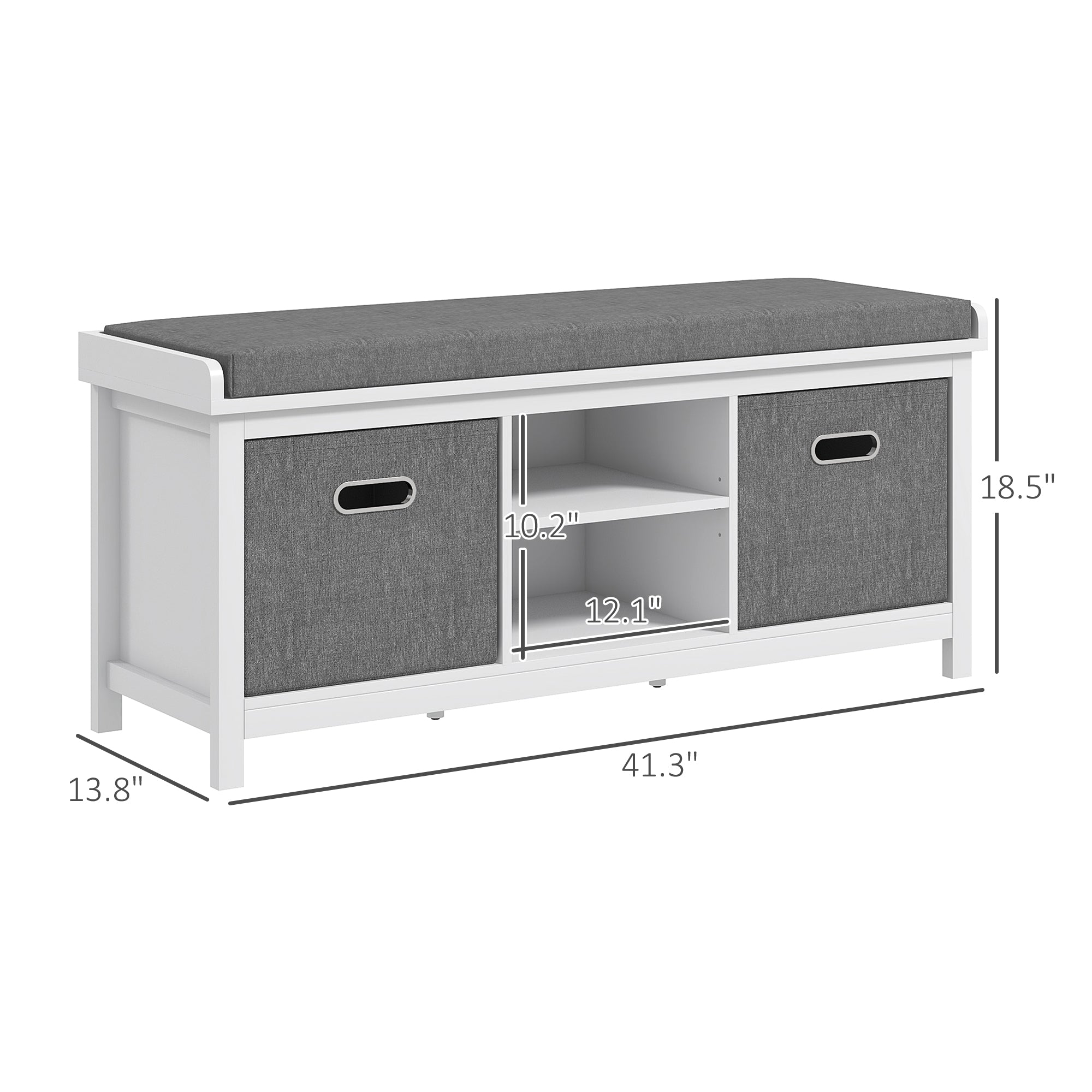 HOMCOM Shoe Bench with Cushion, Storage Bench for Entryway with Padded Seat, 2 Drawers and Adjustable Shelf for Hallway, Living Room, Bedroom, White