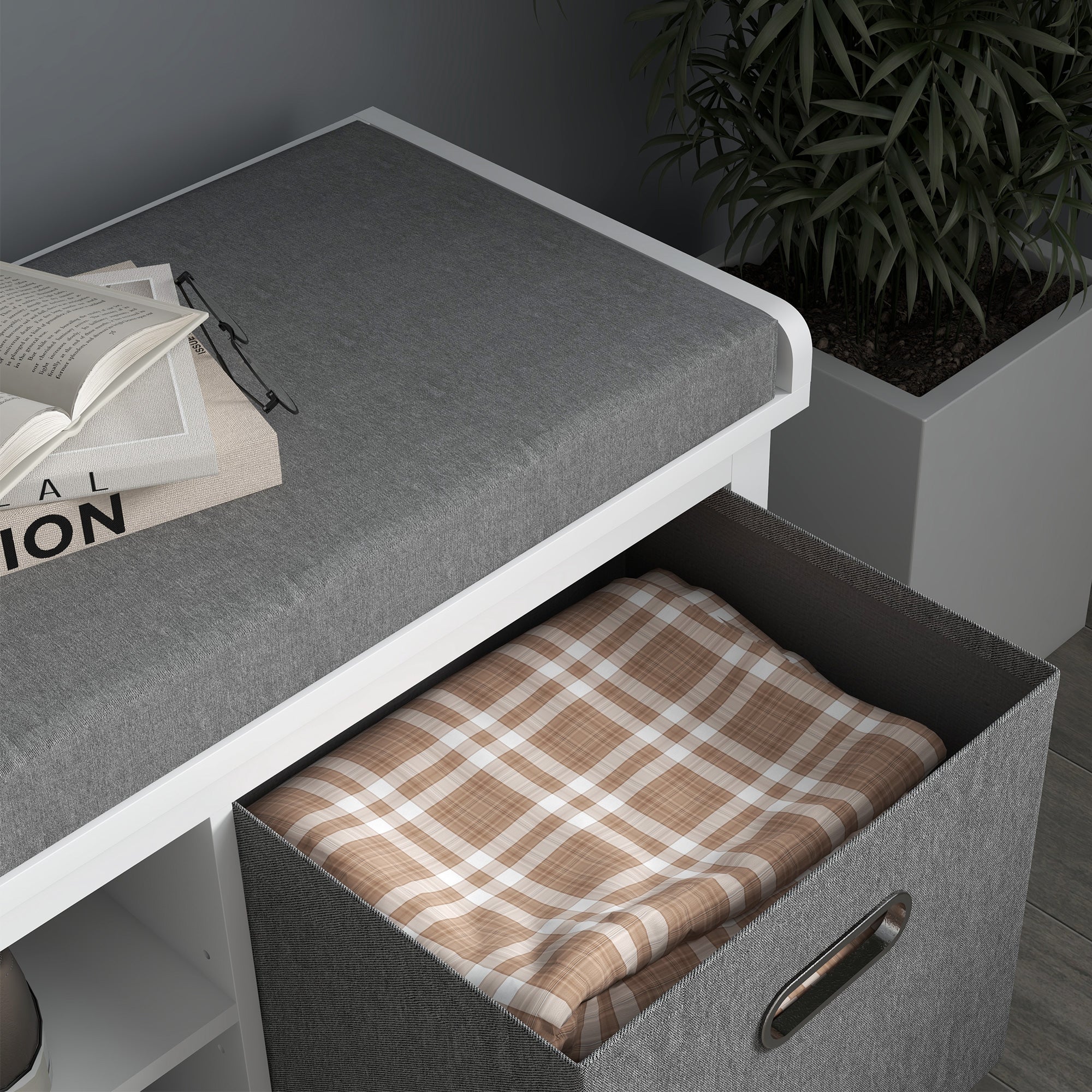 HOMCOM Shoe Bench with Cushion, Storage Bench for Entryway with Padded Seat, 2 Drawers and Adjustable Shelf for Hallway, Living Room, Bedroom, White