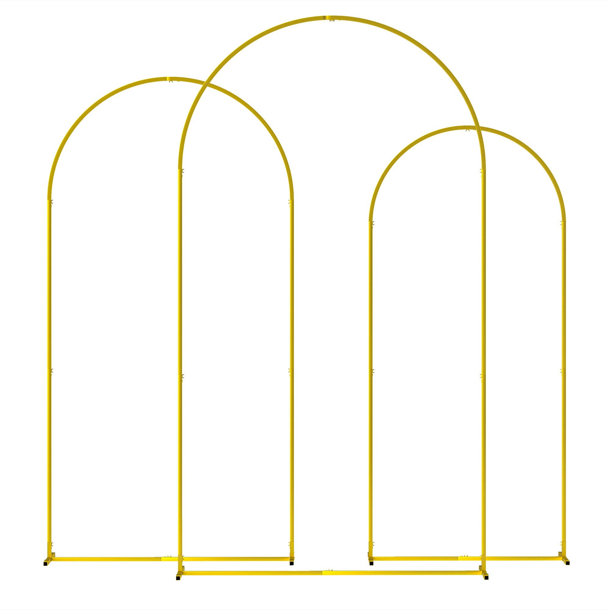 Outsunny Wedding Arch, 7/6.5/6 ft Metal Arch Backdrop Stand Set of 3, Balloon Balloon Arch Stand for Birthday Party, Bridal Shower, Graduation, Ceremony, Banquet Decorations, Gold