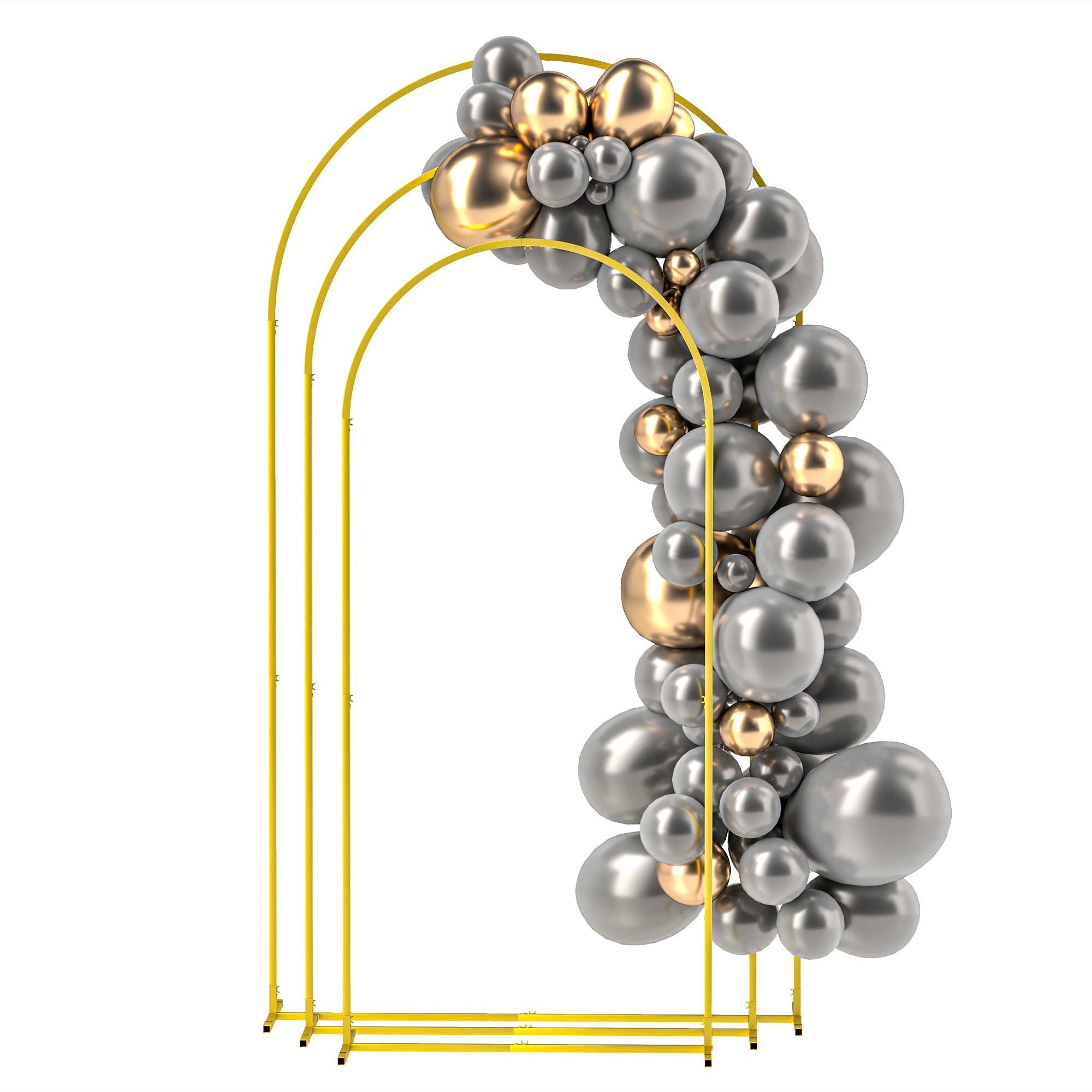 Outsunny Wedding Arch, 7/6.5/6 ft Metal Arch Backdrop Stand Set of 3, Balloon Balloon Arch Stand for Birthday Party, Bridal Shower, Graduation, Ceremony, Banquet Decorations, Gold