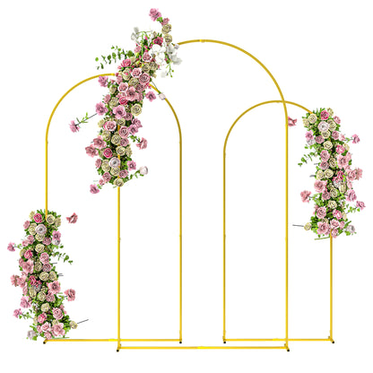 Outsunny Wedding Arch, 7/6.5/6 ft Metal Arch Backdrop Stand Set of 3, Balloon Balloon Arch Stand for Birthday Party, Bridal Shower, Graduation, Ceremony, Banquet Decorations, Gold