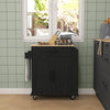 HOMCOM Kitchen Island on Wheels with Power Outlet, Rolling Kitchen Cart with Storage Drawer, Portable Microwave Stand with Cabinet, Towel Rack and Spice Rack (Black)