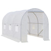 Outsunny 11.5 x 6.6 x 6.6ft Walk-in Tunnel Greenhouse Portable Garden Plant Growing Warm House with Door and Ventilation Window White