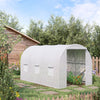 Outsunny 11.5 x 6.6 x 6.6ft Walk-in Tunnel Greenhouse Portable Garden Plant Growing Warm House with Door and Ventilation Window White