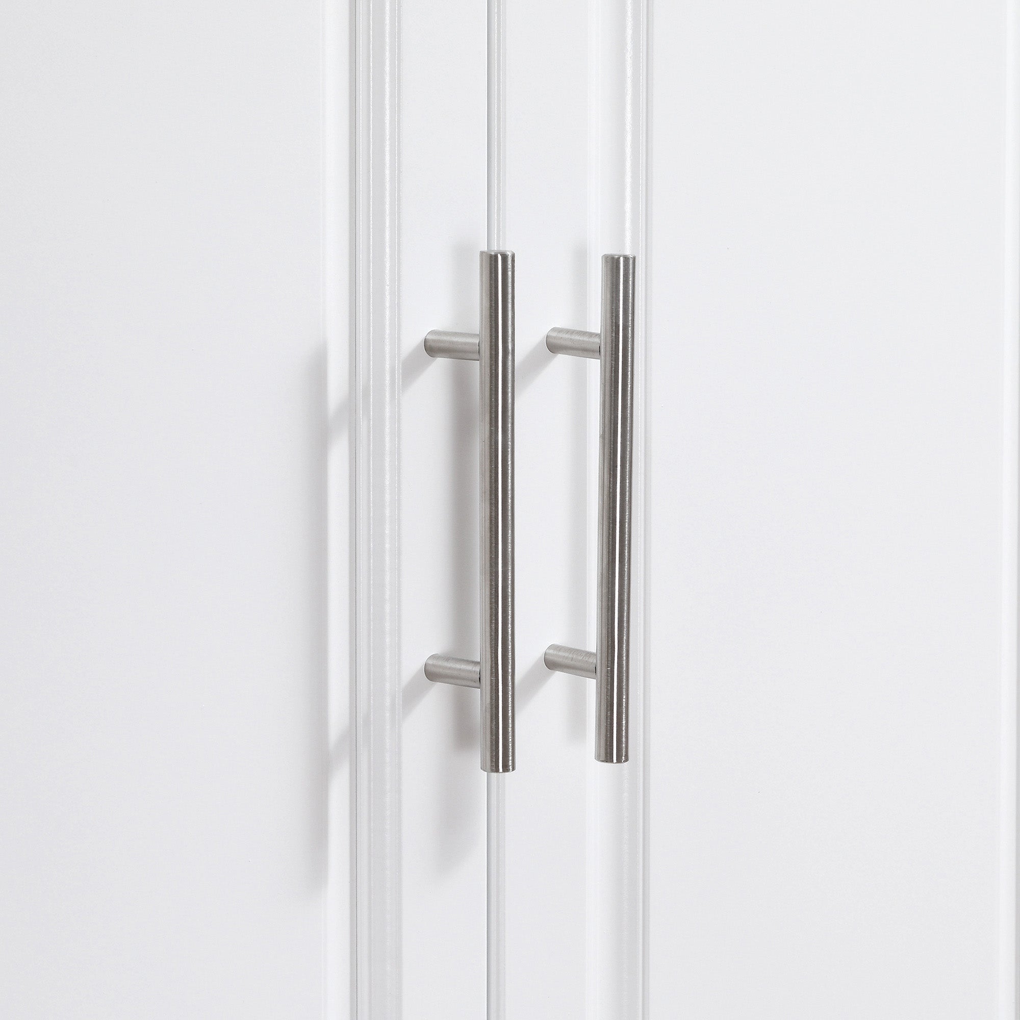 HOMCOM Kitchen Island with Storage, Rolling Kitchen Cart on Wheels with Stainless Steel Top, 2 Drawers, 2 Cabinets, Spice Rack, Knife and Towel Rack, White