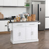 HOMCOM Kitchen Island with Storage, Rolling Kitchen Cart on Wheels with Stainless Steel Top, 2 Drawers, 2 Cabinets, Spice Rack, Knife and Towel Rack, White