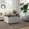 HOMCOM Lift Top Coffee Table with Flip-top Lids, 32" Farmhouse Center Table with 2 Hidden Compartments for Living Room, White
