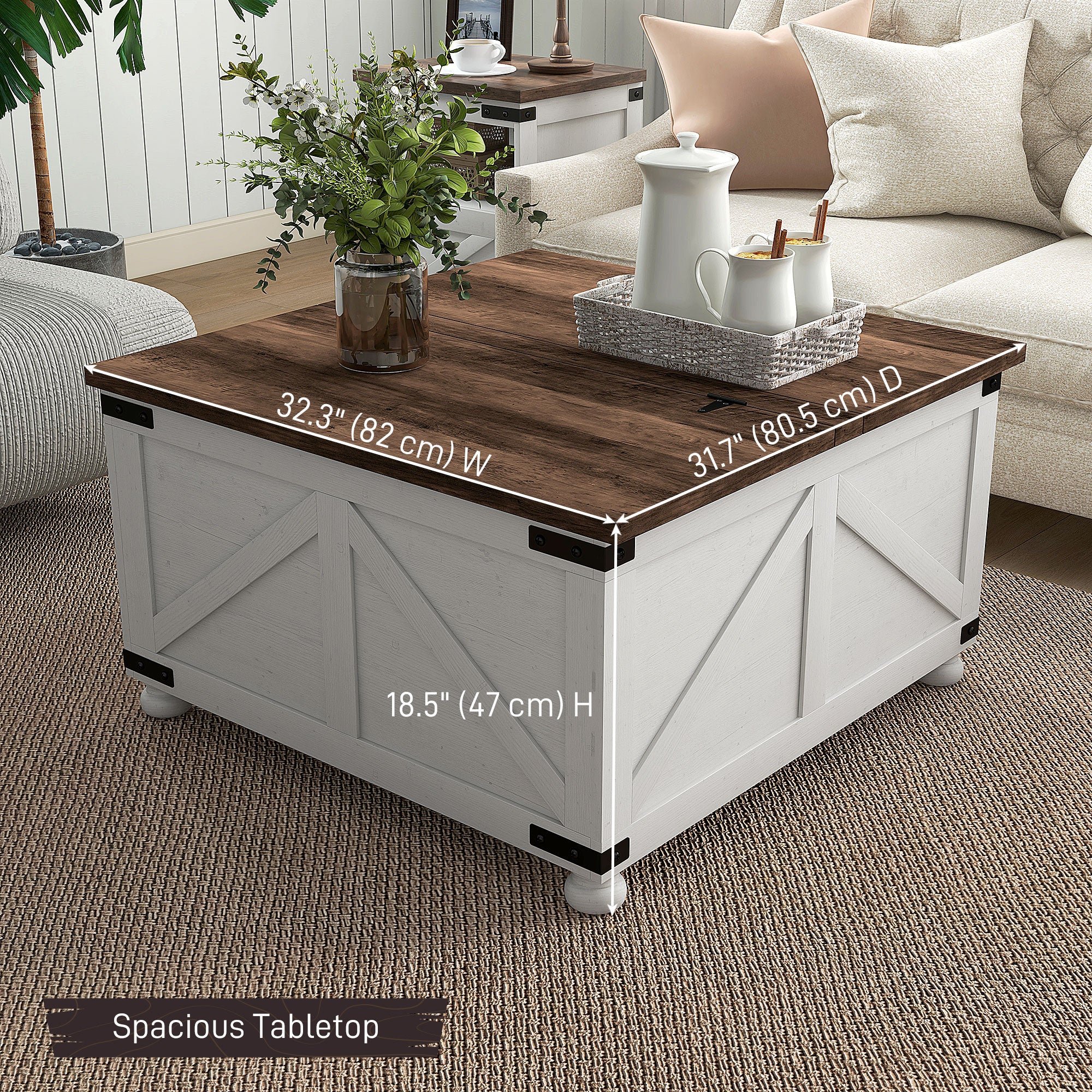 HOMCOM Lift Top Coffee Table with Flip-top Lids, 32