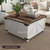 HOMCOM Lift Top Coffee Table with Flip-top Lids, 32" Farmhouse Center Table with 2 Hidden Compartments for Living Room, White