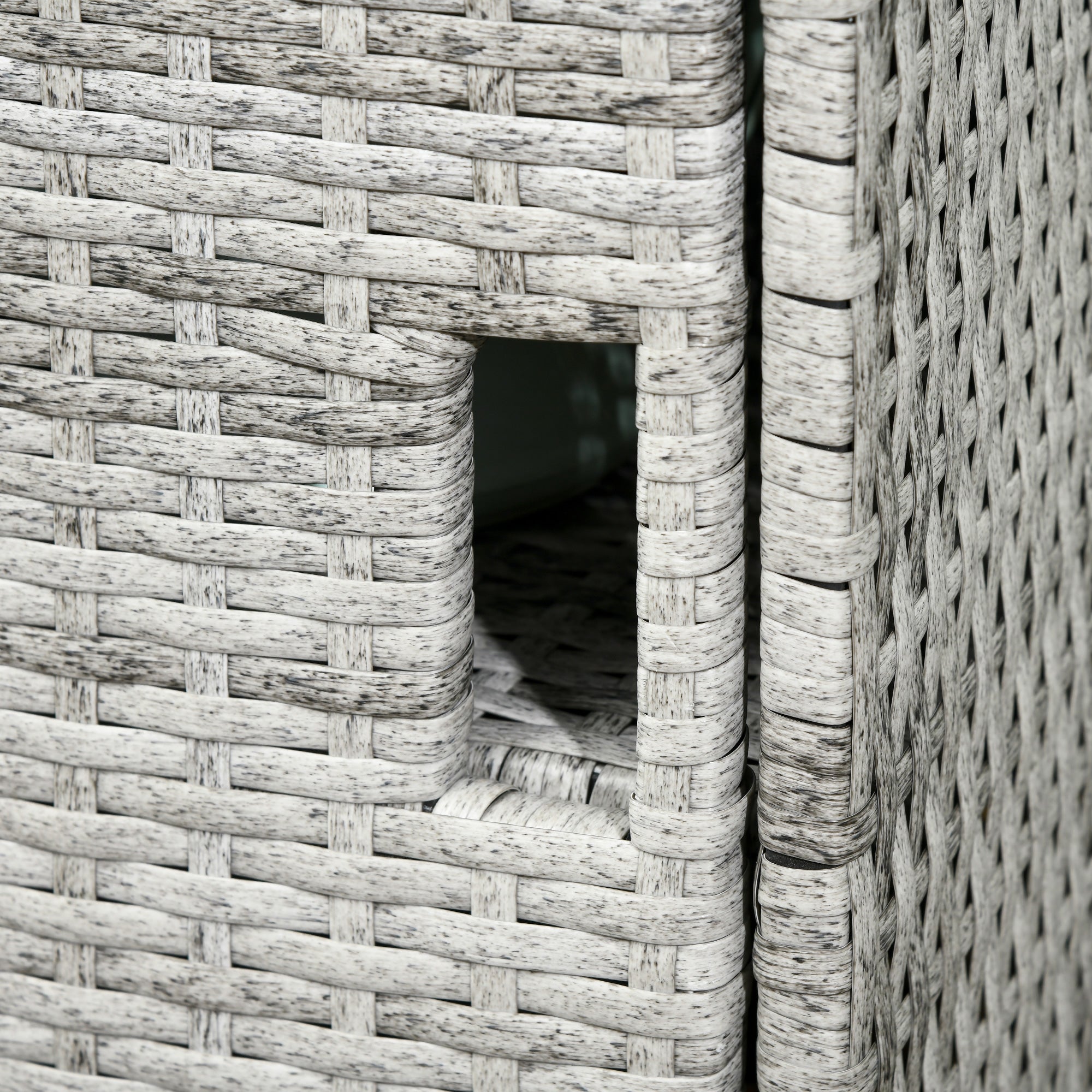 Outsunny Patio Storage Cabinet, Outdoor Towel Rack for Pool, Waterproof PE Rattan Wicker, Hot Tub Accessory, with Basket Drawer, Mixed Grey