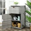 Outsunny Patio Storage Cabinet, Outdoor Towel Rack for Pool, Waterproof PE Rattan Wicker, Hot Tub Accessory, with Basket Drawer, Mixed Grey