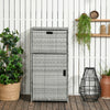 Outsunny Patio Storage Cabinet, Outdoor Towel Rack for Pool, Waterproof PE Rattan Wicker, Hot Tub Accessory, with Basket Drawer, Mixed Grey
