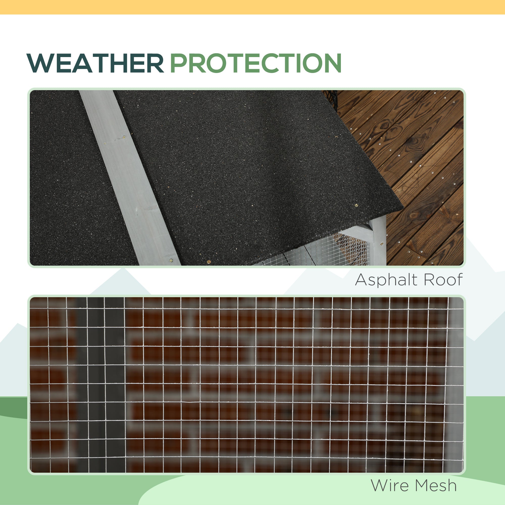 PawHut Wooden Cat Catio, 76"L Walk in Outdoor Cat House with Asphalt Roof, Platforms, Lockable Doors, 3-tier Resting Condo, Observation Window, for 2-3 Cats, Light Grey