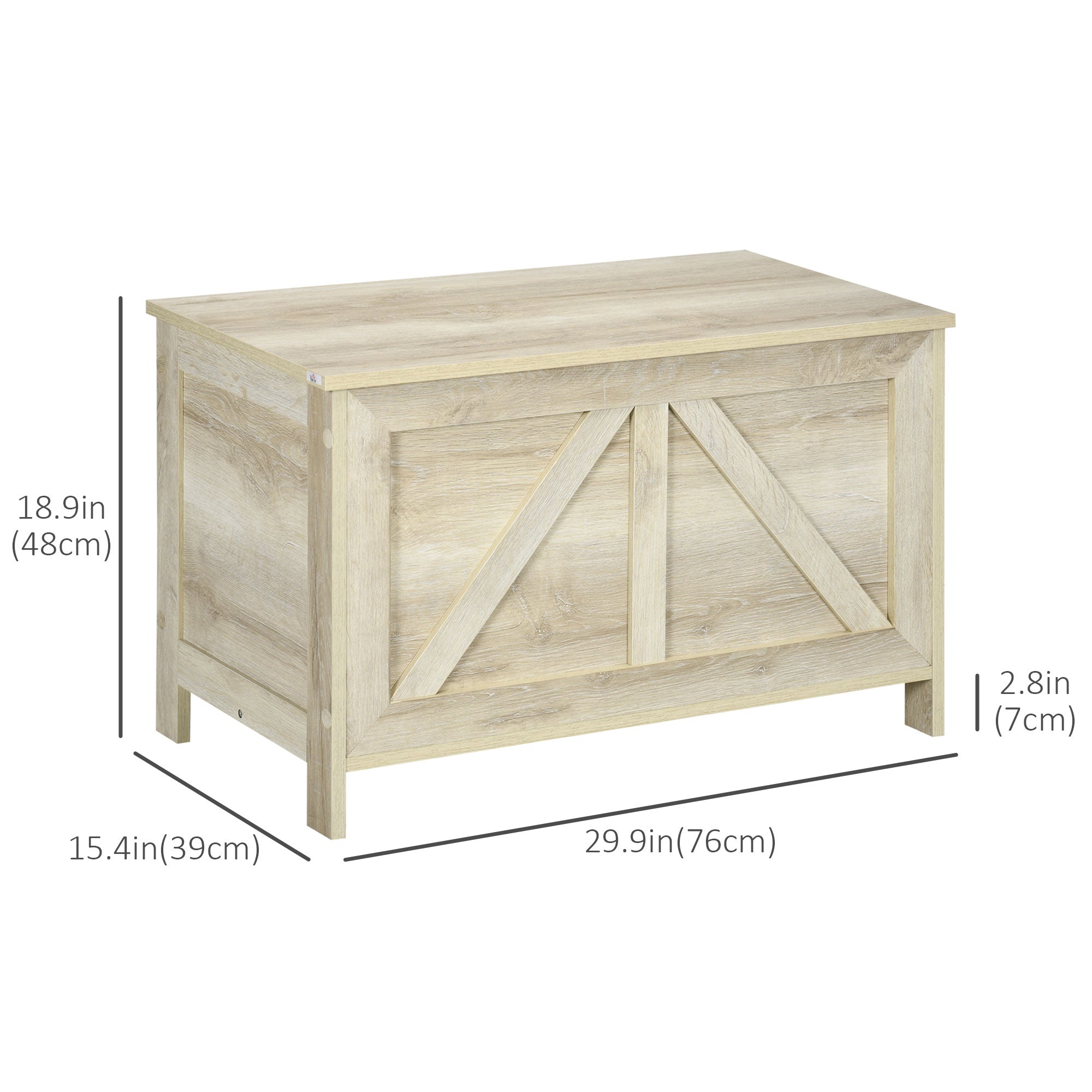 HOMCOM Farmhouse Storage Chest, Storage Bench, Lift Top Box with Safety Hinge to Open Up 100掳 for Entryway, Living Room, Natural