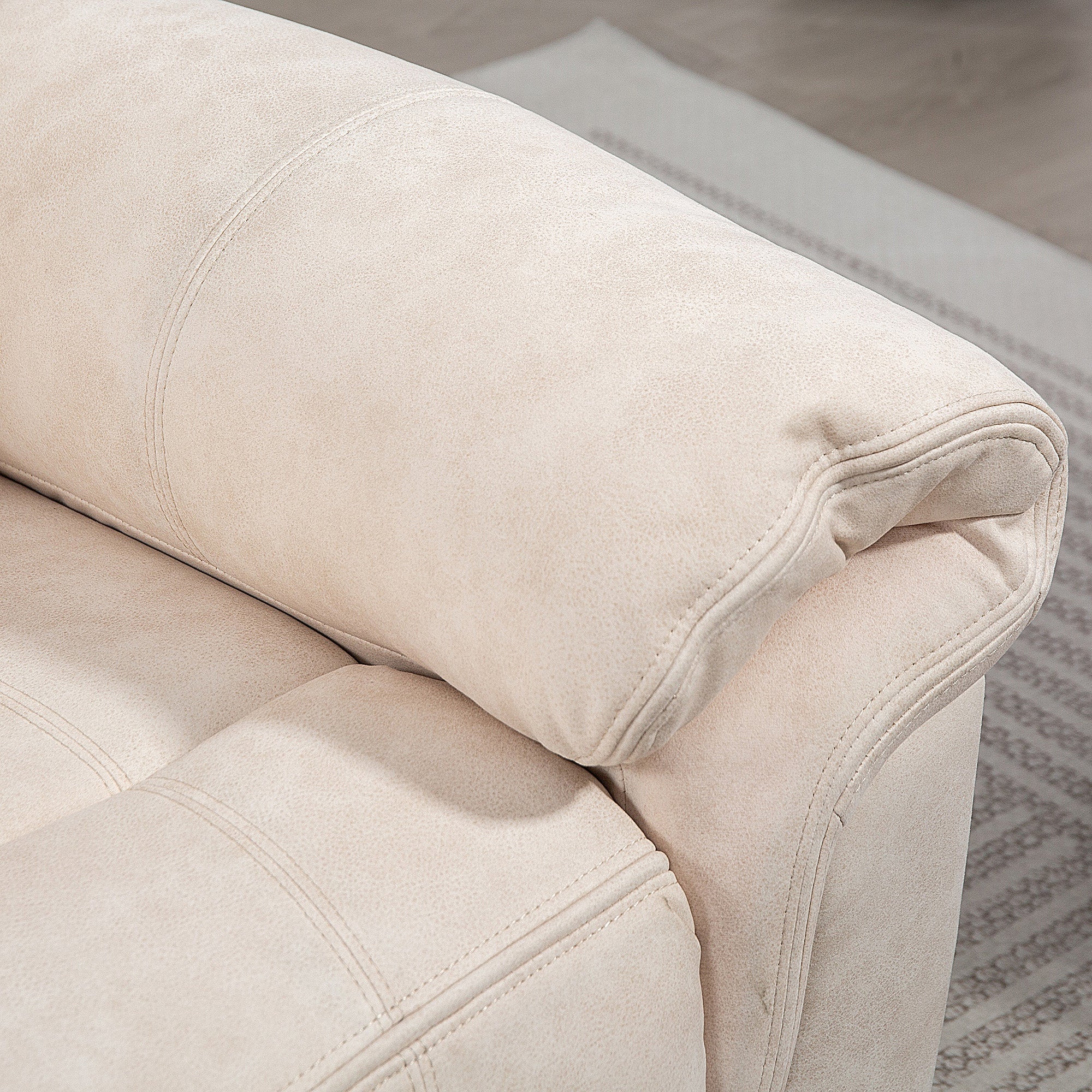 HOMCOM Vibration Massage Recliner Chair, Manual Microfibre Reclining Chair for Living Room with Side Pockets, Footrest, Remote, Easy Assembly, Cream White