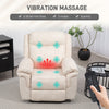 HOMCOM Vibration Massage Recliner Chair, Manual Microfibre Reclining Chair for Living Room with Side Pockets, Footrest, Remote, Easy Assembly, Cream White