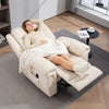 HOMCOM Vibration Massage Recliner Chair, Manual Microfibre Reclining Chair for Living Room with Side Pockets, Footrest, Remote, Easy Assembly, Cream White