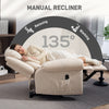 HOMCOM Vibration Massage Recliner Chair, Manual Microfibre Reclining Chair for Living Room with Side Pockets, Footrest, Remote, Easy Assembly, Cream White