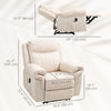HOMCOM Vibration Massage Recliner Chair, Manual Microfibre Reclining Chair for Living Room with Side Pockets, Footrest, Remote, Easy Assembly, Cream White