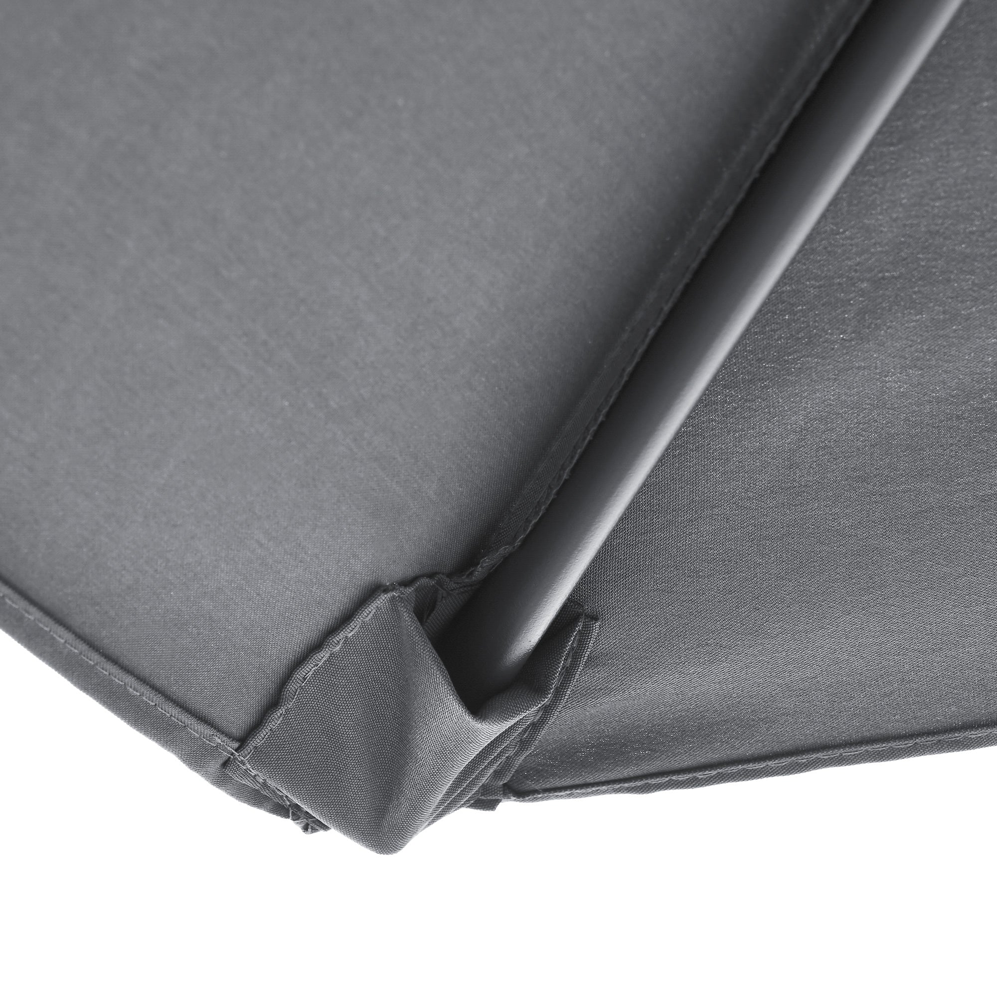 Outsunny 8 Pieces Patio Dining Set with Umbrella, Aluminum Frame Outdoor Patio Furniture Set with 6 Sling Chairs and Glass Top Rectangle Dining Table, Mixed-Grey