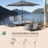 Outsunny 8 Pieces Patio Dining Set with Umbrella, Aluminum Frame Outdoor Patio Furniture Set with 6 Sling Chairs and Glass Top Rectangle Dining Table, Mixed-Grey