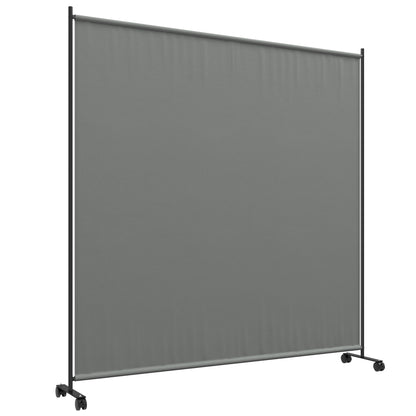 Outsunny Single Panel Room Divider with Lockable Wheels, 6ft Rolling Privacy Screen, Portable Freestanding Privacy Panel for Garden Backyard Deck Pool Hot Tub, Dark Grey