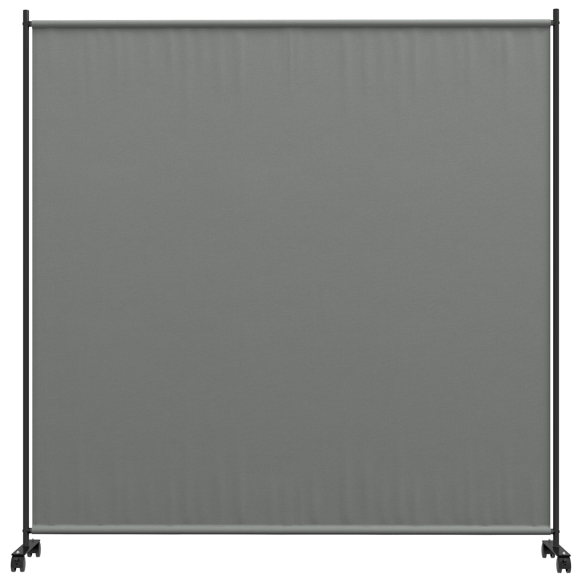 Outsunny Single Panel Room Divider with Lockable Wheels, 6ft Rolling Privacy Screen, Portable Freestanding Privacy Panel for Garden Backyard Deck Pool Hot Tub, Dark Grey