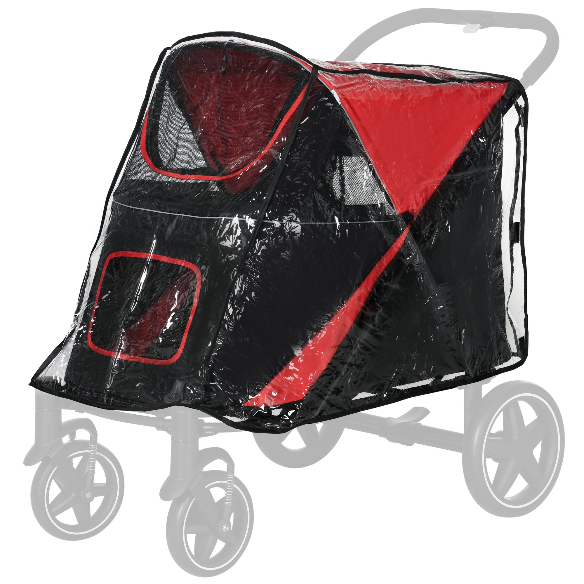 PawHut Dog Stroller Rain Cover, Cover for Dog Pram Stroller, Buggy for Large, Medium Dogs w/ Rear Entry