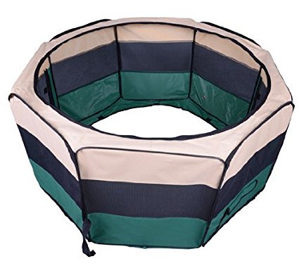PawHut 47-inch Large Exercise Puppy Pet Playpen Portable Dog Cat Pet Play Pen Pet Cage Tent Kennel Crate Green Carry Bag Included