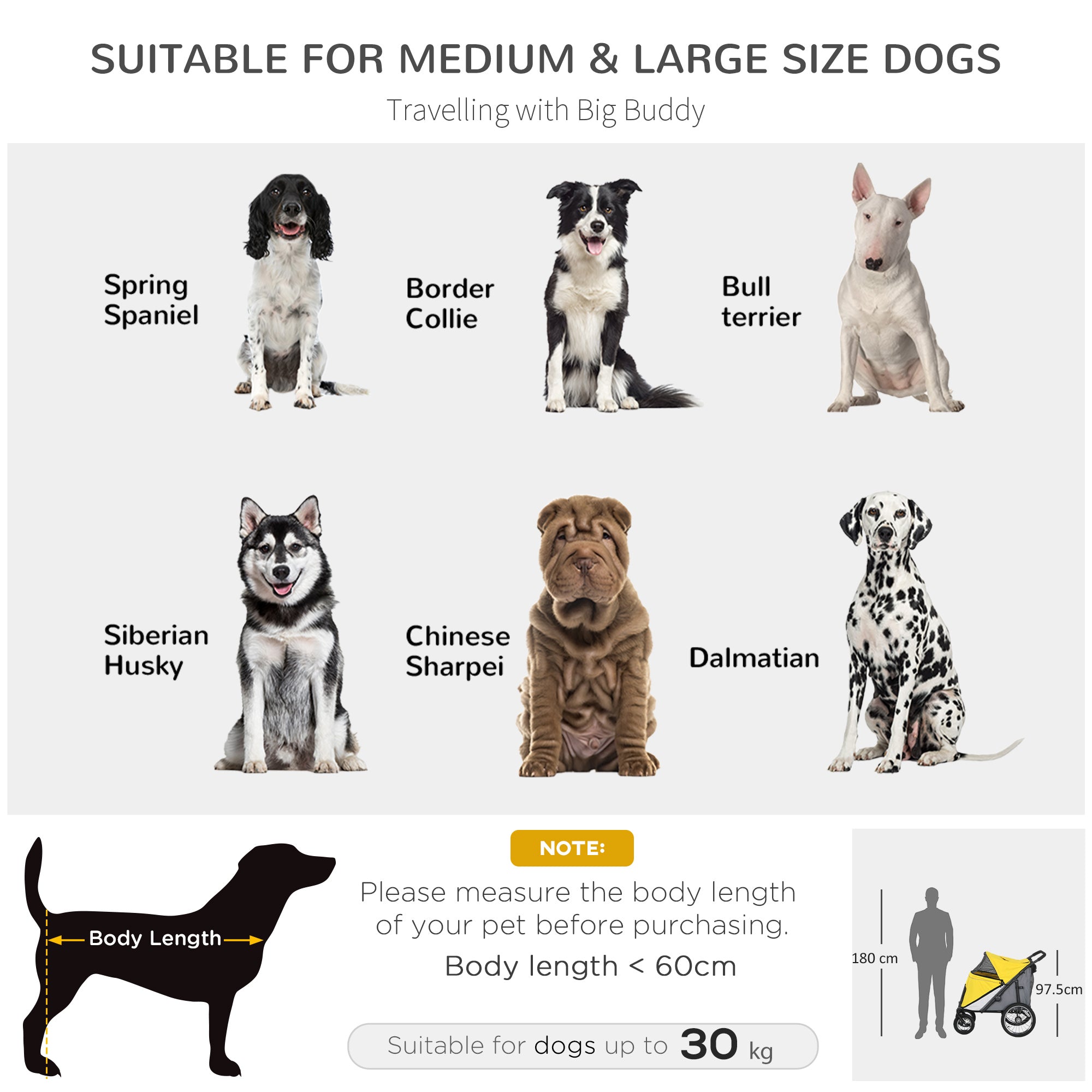 PawHut Large Dog Stroller Dog Pram Foldable Pet Pushchair with Safety Leashes for Medium, Large Dogs - Yellow