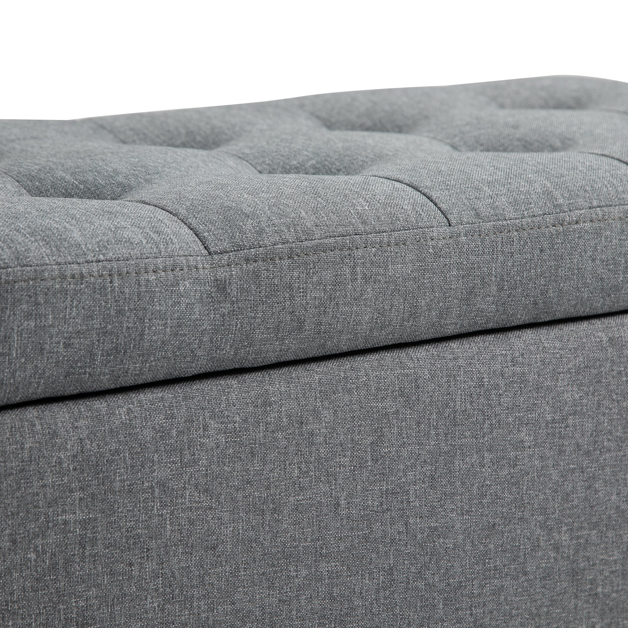HOMCOM Storage Ottoman Bench Linen-Touch Fabric Tufted Chest Footstool with Flipping Top, Grey