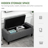 HOMCOM Storage Ottoman Bench Linen-Touch Fabric Tufted Chest Footstool with Flipping Top, Grey
