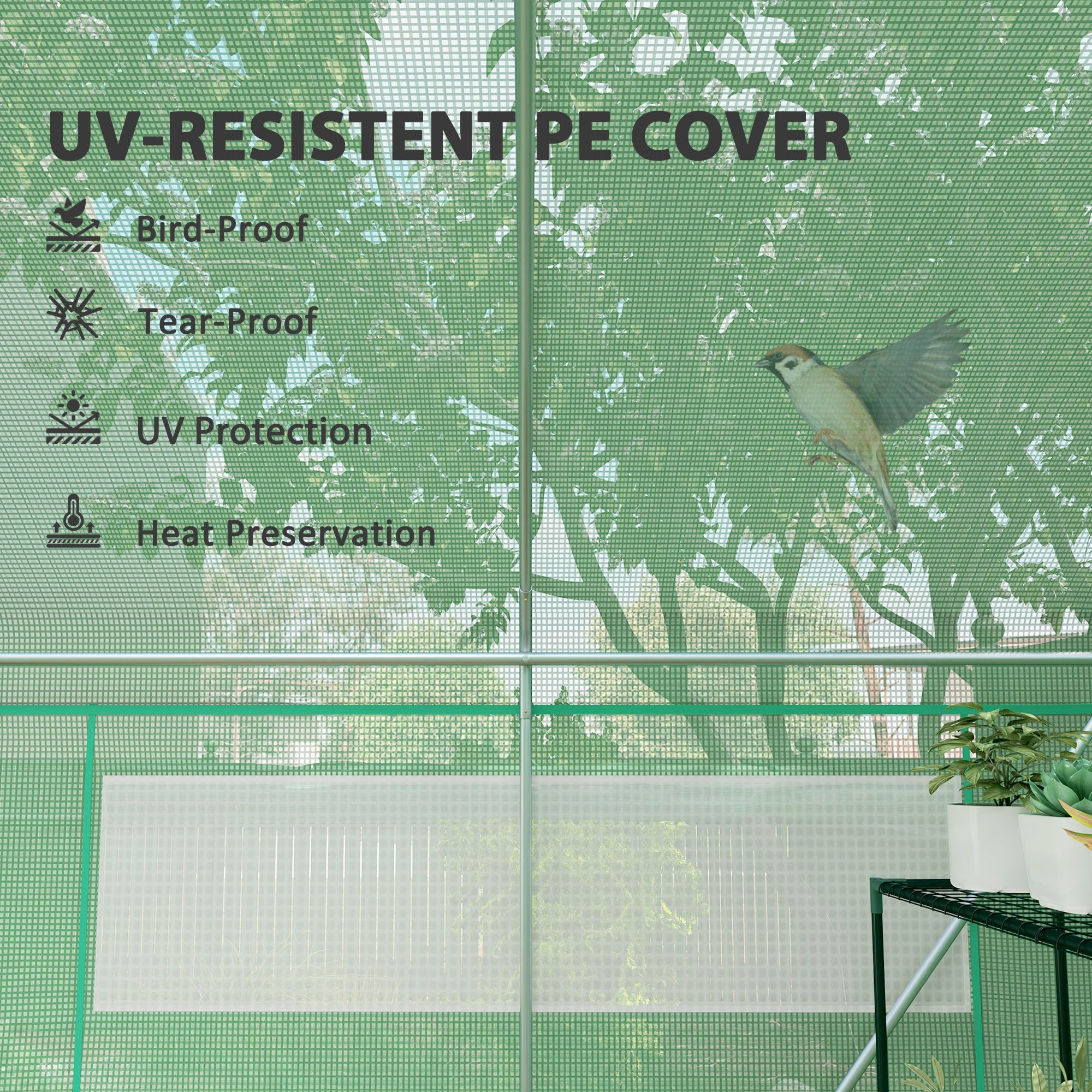 Outsunny 19.5' x 10' x 7.5' Walk-in Tunnel Greenhouse with 3 Roll-Up Doors and Large Mesh Windows, Outdoor Green House, Plant Hot House Tent with Galvanized Steel Frame, Green