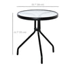 Outsunny Outdoor Side Table, 20" Round End Table, Bistro Table with Tempered Glass Top for Patio, Garden, Balcony, Poolside, Black