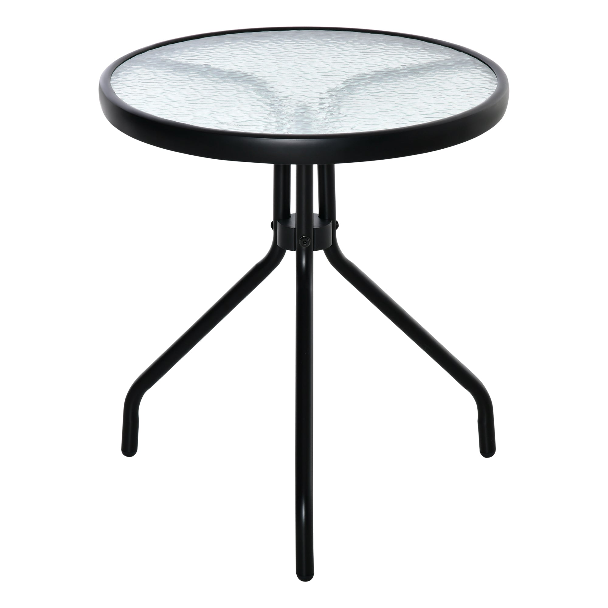 Outsunny Outdoor Side Table, 20" Round End Table, Bistro Table with Tempered Glass Top for Patio, Garden, Balcony, Poolside, Black