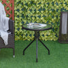 Outsunny Outdoor Side Table, 20" Round End Table, Bistro Table with Tempered Glass Top for Patio, Garden, Balcony, Poolside, Black