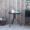 Outsunny Outdoor Side Table, 20" Round End Table, Bistro Table with Tempered Glass Top for Patio, Garden, Balcony, Poolside, Black