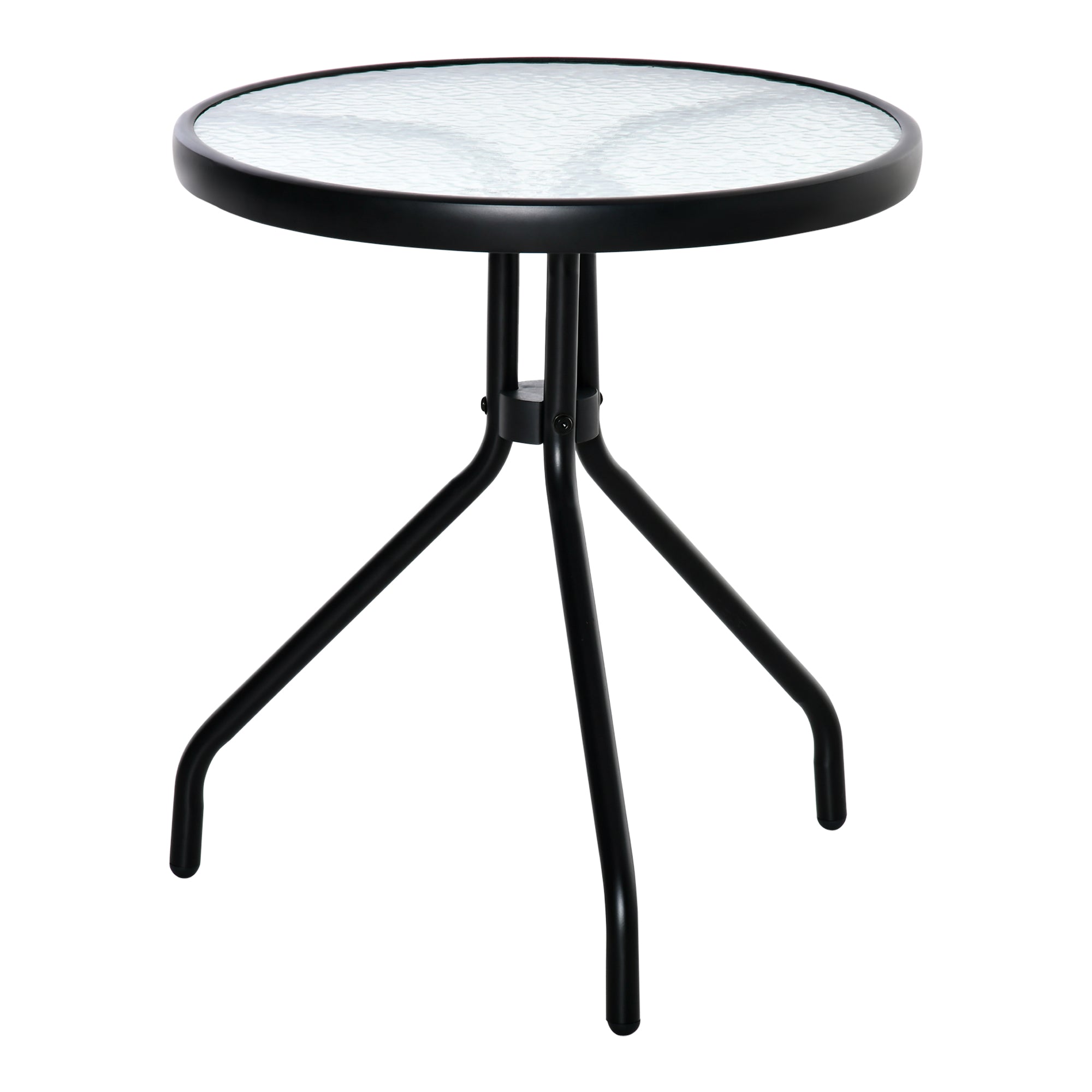 Outsunny Outdoor Side Table, 20" Round End Table, Bistro Table with Tempered Glass Top for Patio, Garden, Balcony, Poolside, Black