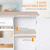 HOMCOM 4-Tier Rolling Kitchen Island Utility Trolley Serving Cart Kitchen Storage Cart w/ Towel Rack, Butcher Block Countertop, Cabinet, Drawer, Shelves, White