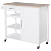 HOMCOM 4-Tier Rolling Kitchen Island Utility Trolley Serving Cart Kitchen Storage Cart w/ Towel Rack, Butcher Block Countertop, Cabinet, Drawer, Shelves, White