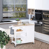 HOMCOM 4-Tier Rolling Kitchen Island Utility Trolley Serving Cart Kitchen Storage Cart w/ Towel Rack, Butcher Block Countertop, Cabinet, Drawer, Shelves, White